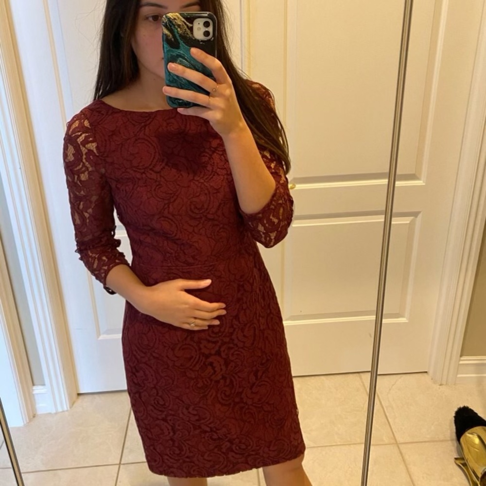 Jcrew burgundy lace dress, low back. NWT!